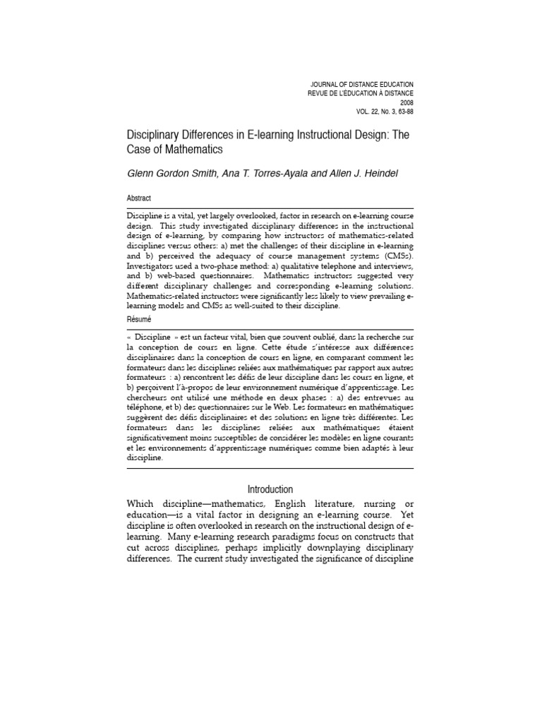Disciplinary Differences in E-Learning Instructional Design, Case of ...
