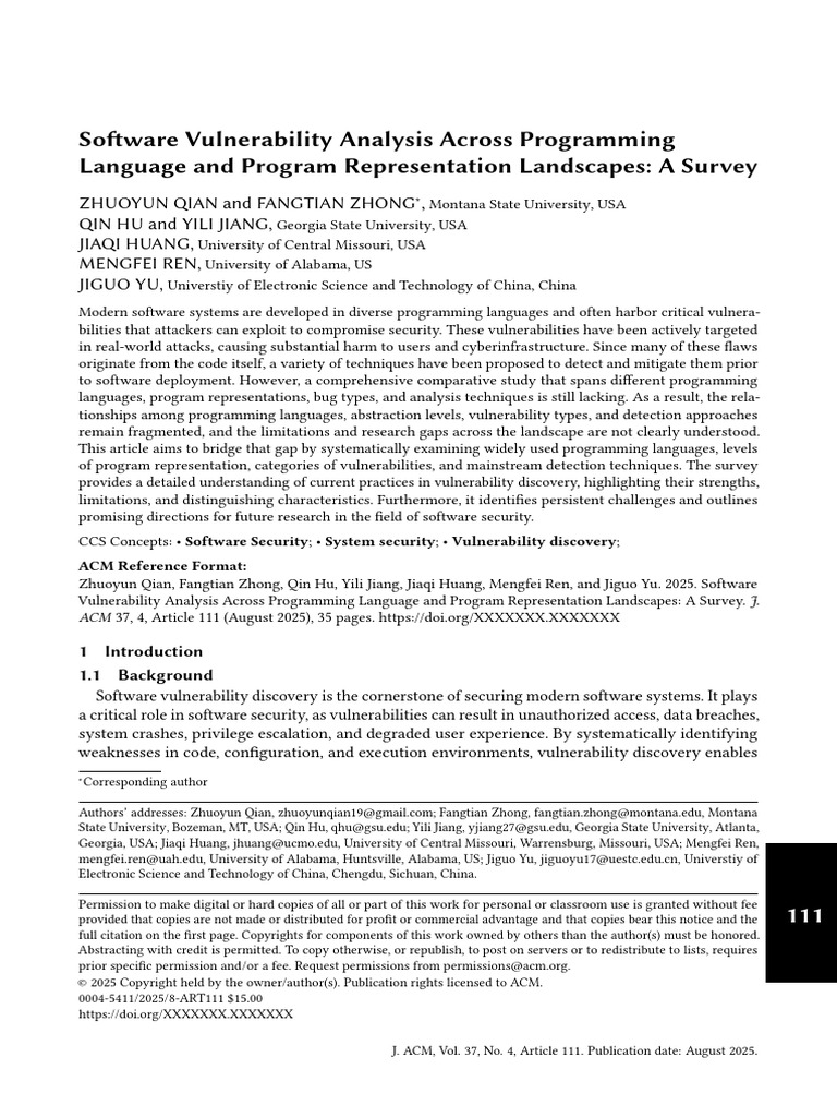 Software Vulnerability Analysis Survey | PDF | Software Bug | C ...