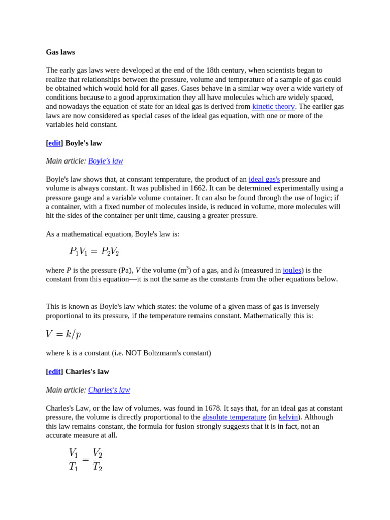 Overview of Key Gas Laws | PDF | Gases | Temperature
