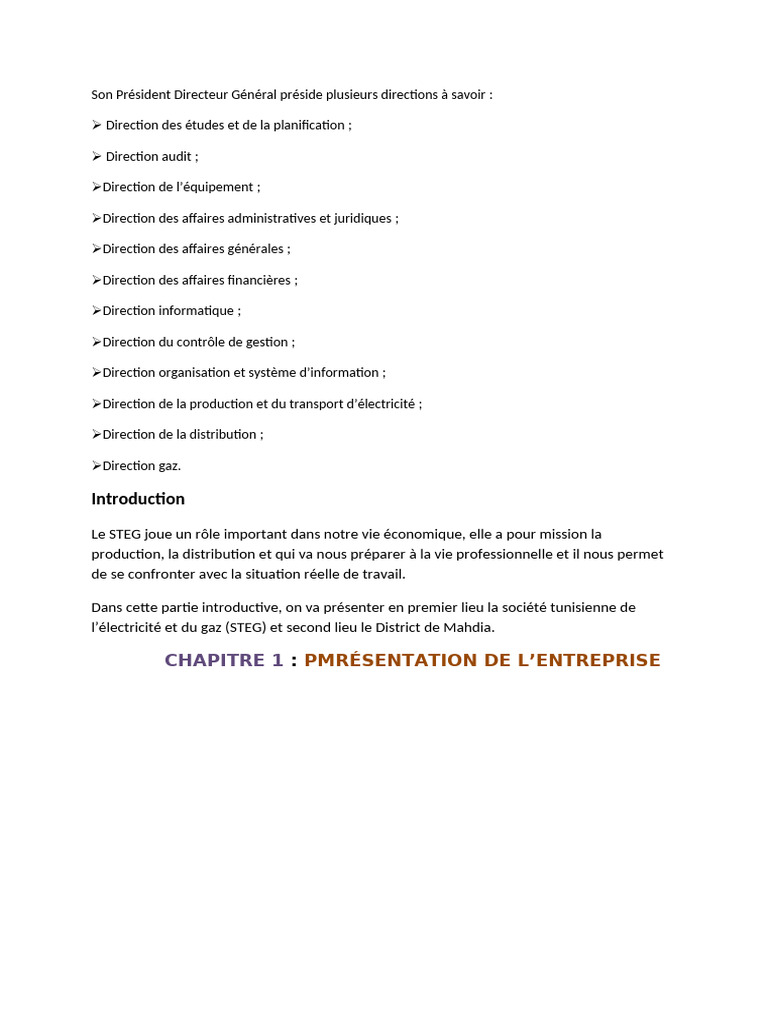 Organisation et Historique de la STEG | PDF | Économie