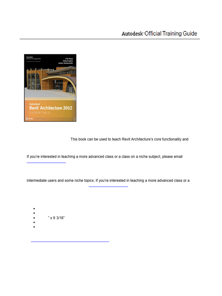 Revit Architecture 2012 Essentials Guide | PDF | Autodesk Revit | Books