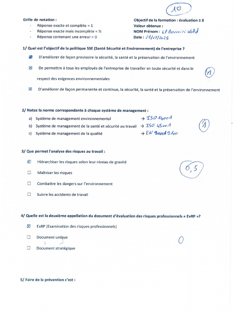 Questionnaire SSE Walid | PDF