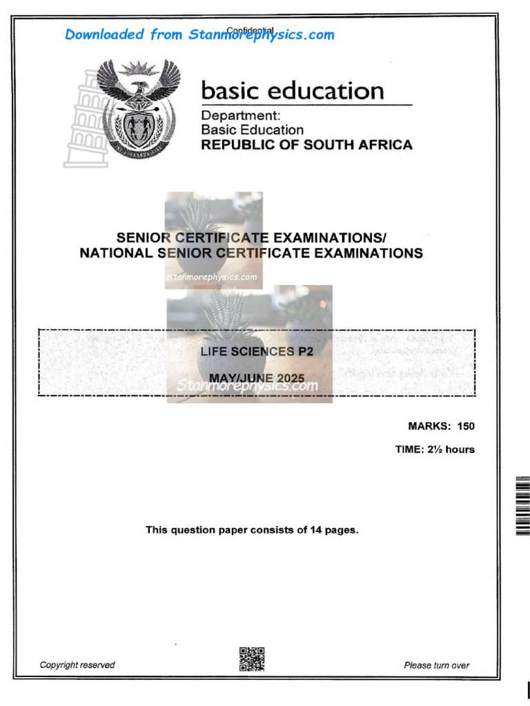 NSC Life Sciences Grade 12 May June 2025 P2 and Memo | PDF