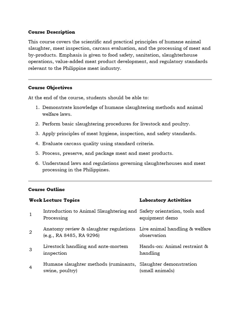 Humane Slaughter Practices Course | PDF | Animal Slaughter | Slaughterhouse