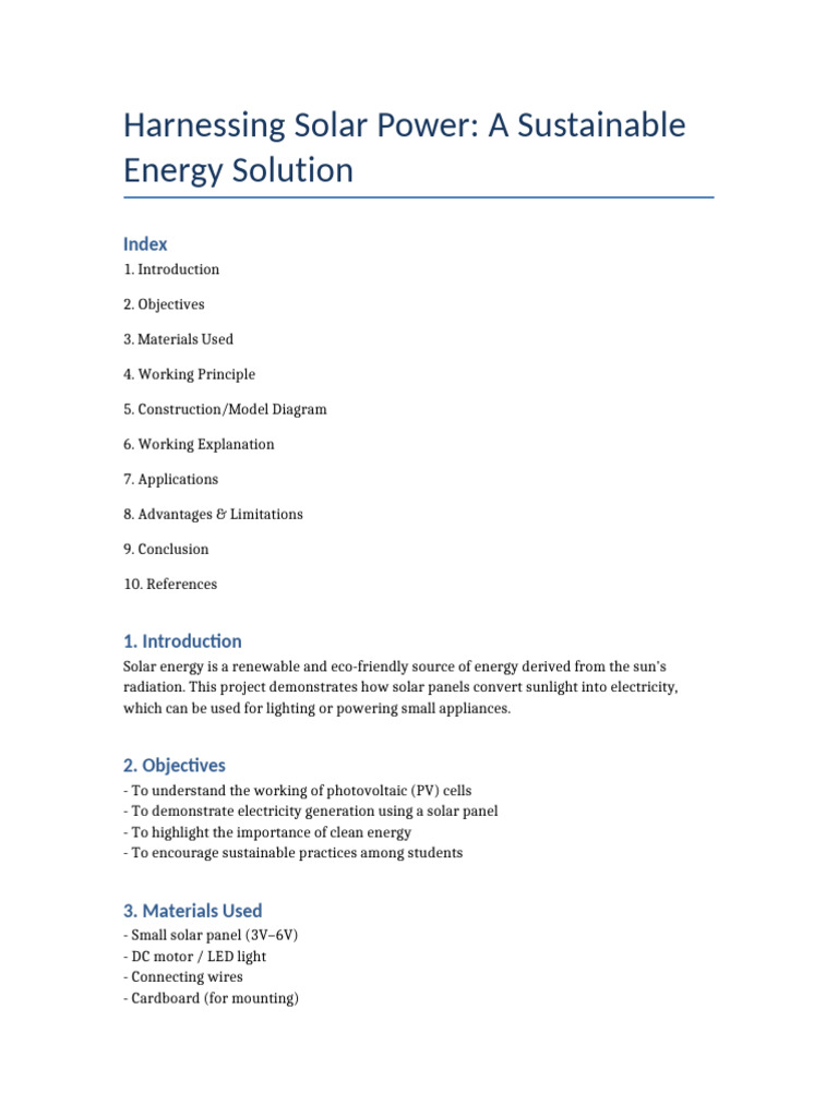 Solar Panel Project Overview | PDF
