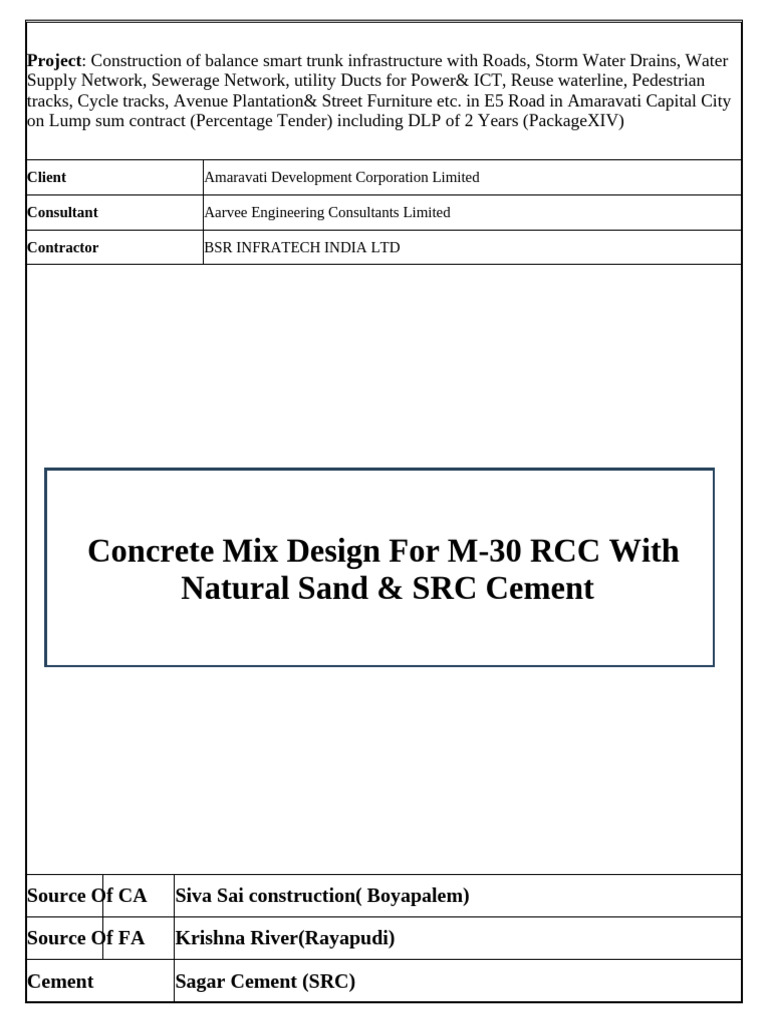 M-30 RCC With SRC Opc-53 & R Sand | PDF | Concrete | Construction Aggregate