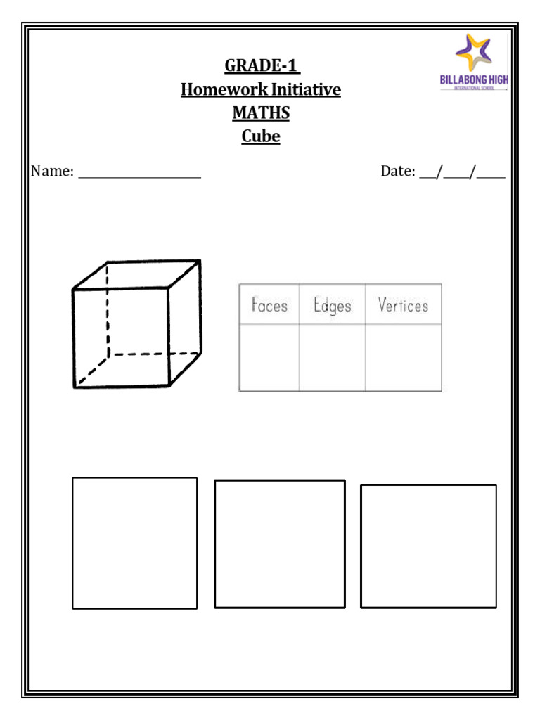 Grade 1 Maths: Cubed Sheet Homework | PDF
