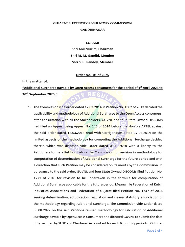 Gujarat Open Access Surcharge 2025 | PDF