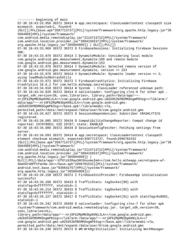 Com - Hello.miheapp - Secretspace Logcat | PDF | Computing | Software