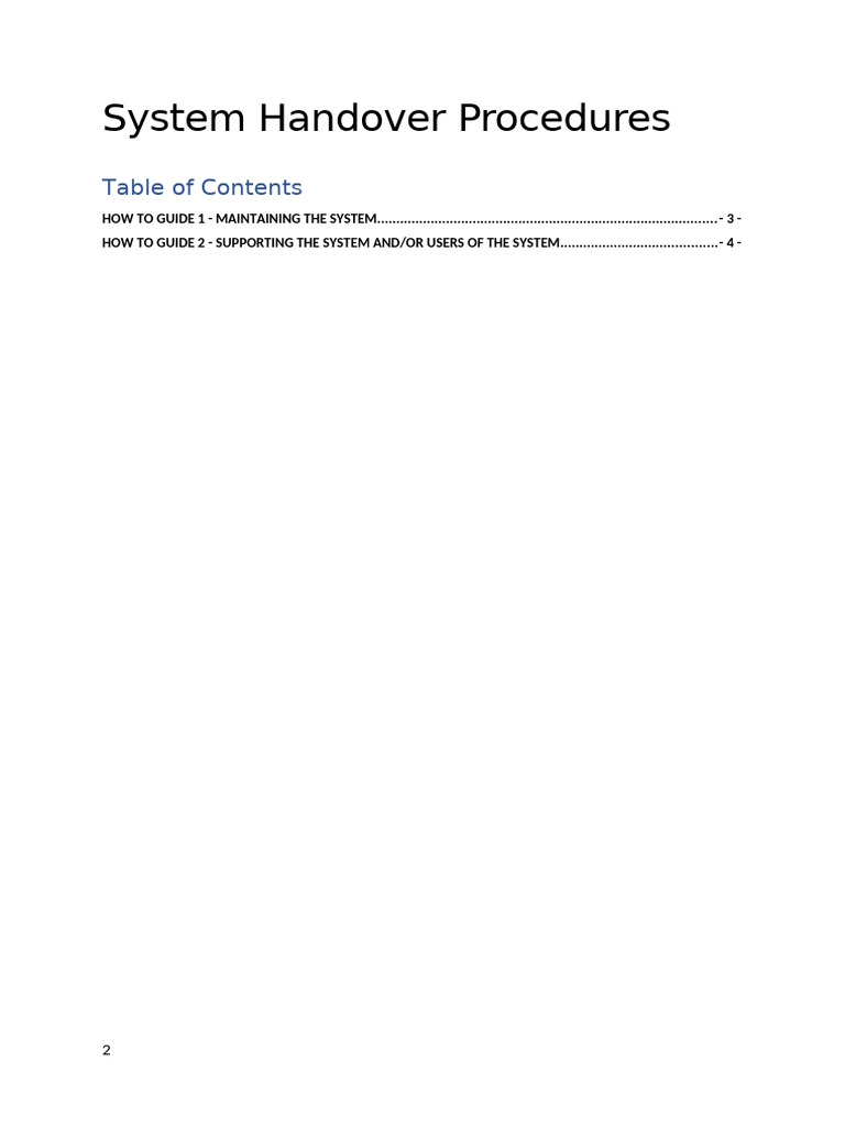 System Handover and Support Guide | PDF