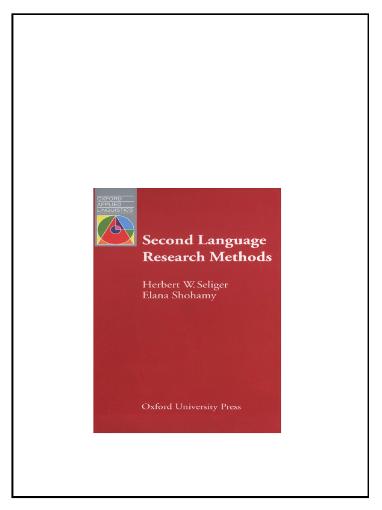 Second Language Research Methods Oxford Applied Linguistics H W ...