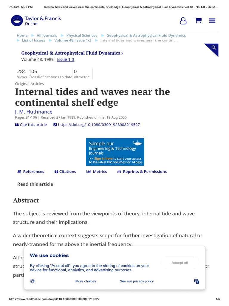 Internal Tides and Waves Near The Continental Shelf Edge - Geophysical ...
