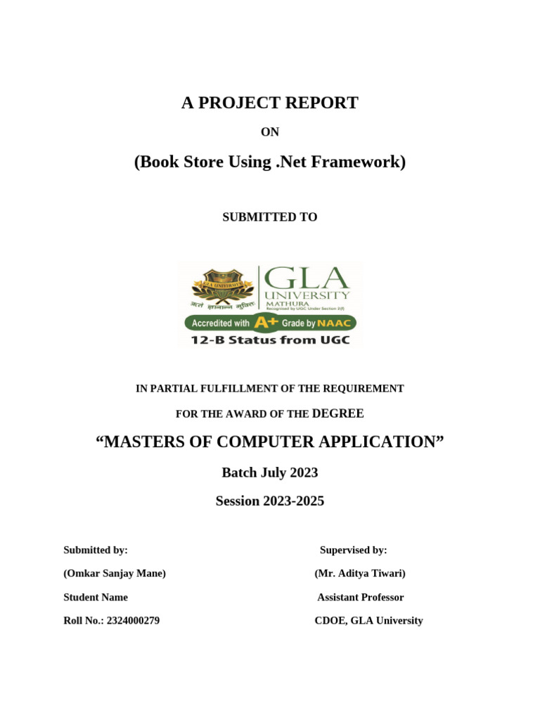 Book Store Project Report in .NET | PDF | Computing | Software Engineering