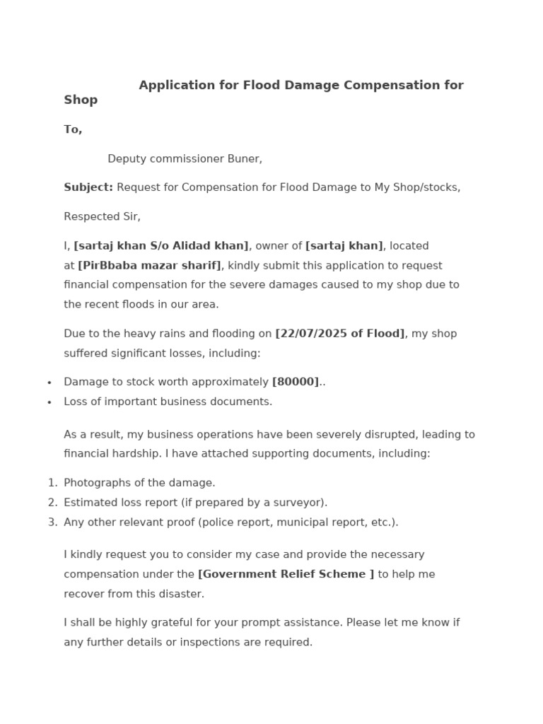 Flood Damage Compensation Application | PDF