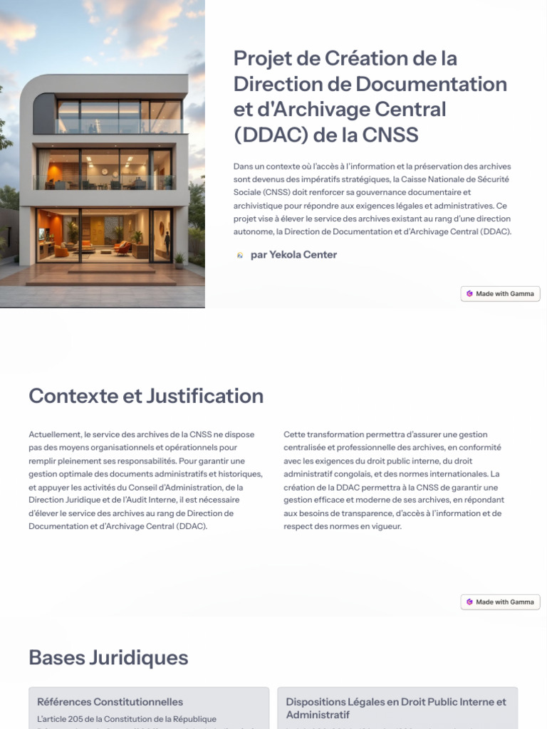 Création de la DDAC à la CNSS | PDF | La gestion des dossiers | Archives