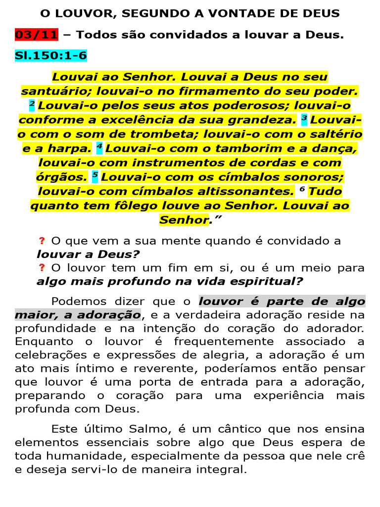 Louvor a Deus: Significado e Prática | PDF | Deus | Santuário