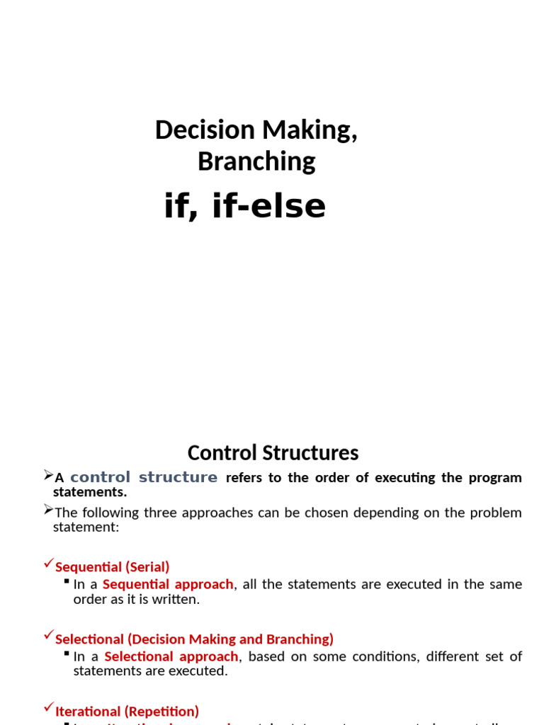 Decision Making Branching (If, If Else) | PDF | Software Engineering ...