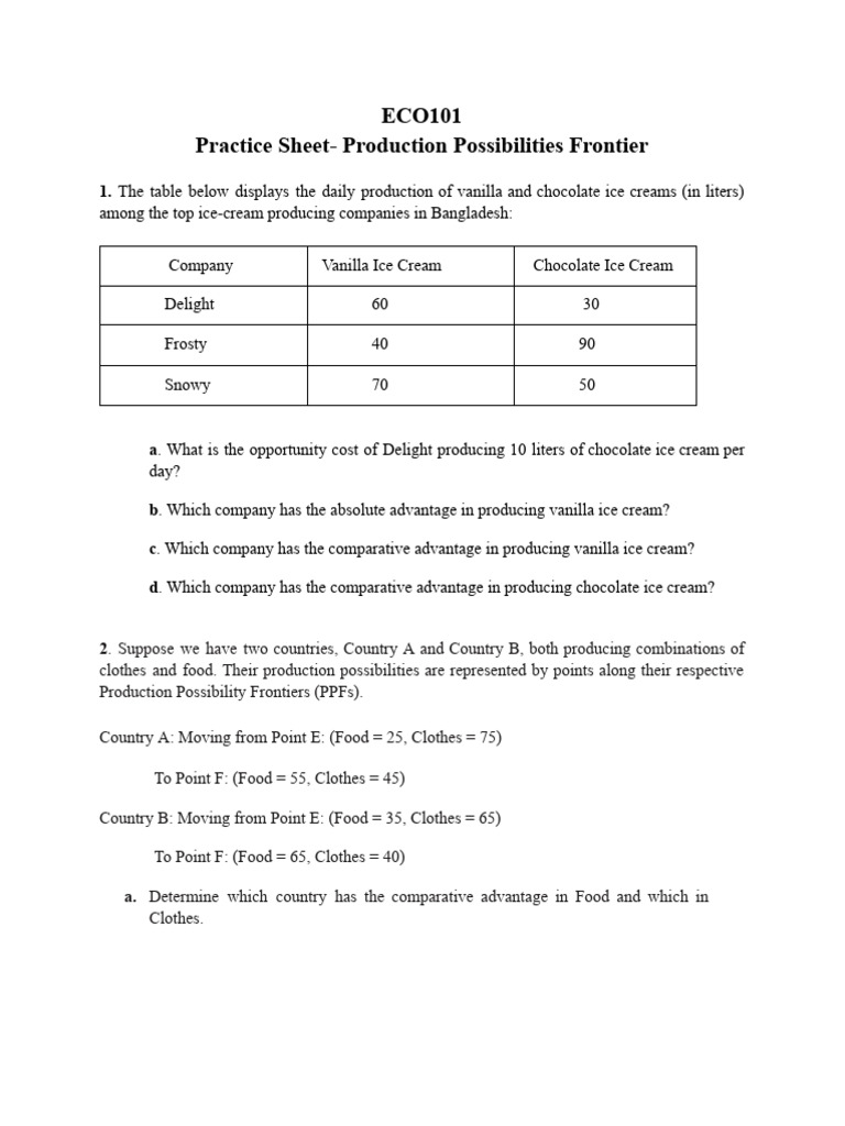 PPF Practice Problems and Solutions | PDF