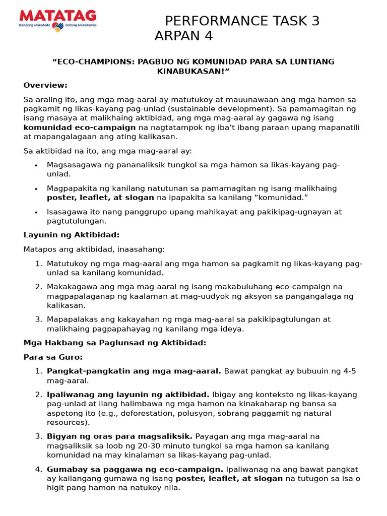 Arpan 4 Performance Task 3 | PDF