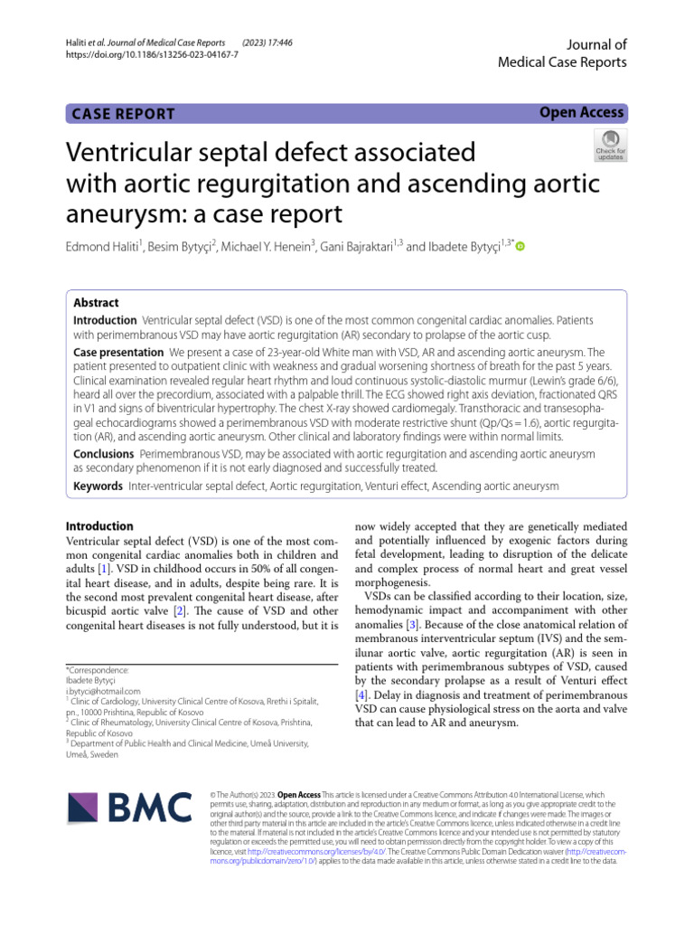 VSD with Aortic Regurgitation Case Study | PDF | Congenital Heart ...