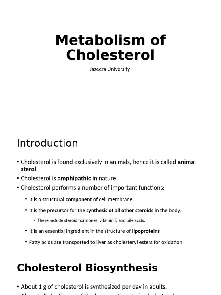 Cholesterol Metabolism | PDF | Cholesterol | Biosynthesis