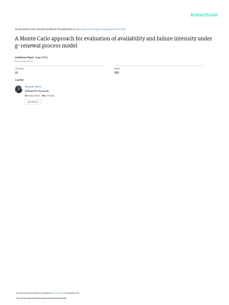 Monte Carlo Method for g-Renewal Analysis | PDF | Monte Carlo Method ...