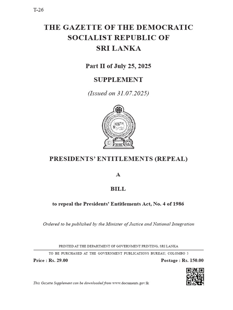 Repeal of Presidents' Entitlements Act | PDF | Repeal | Justice