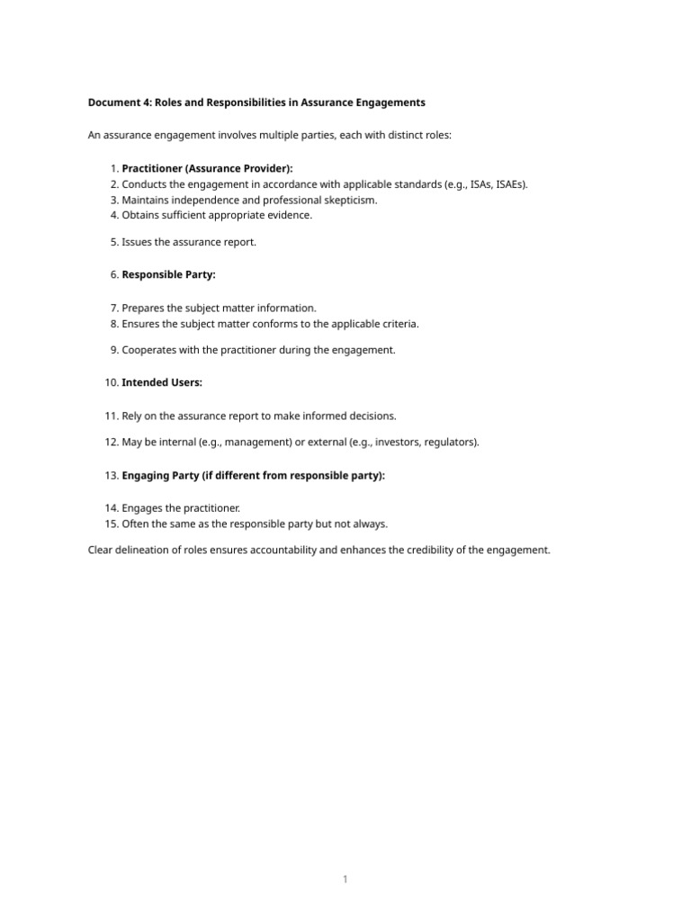 Assurance Engagement Roles Explained | PDF
