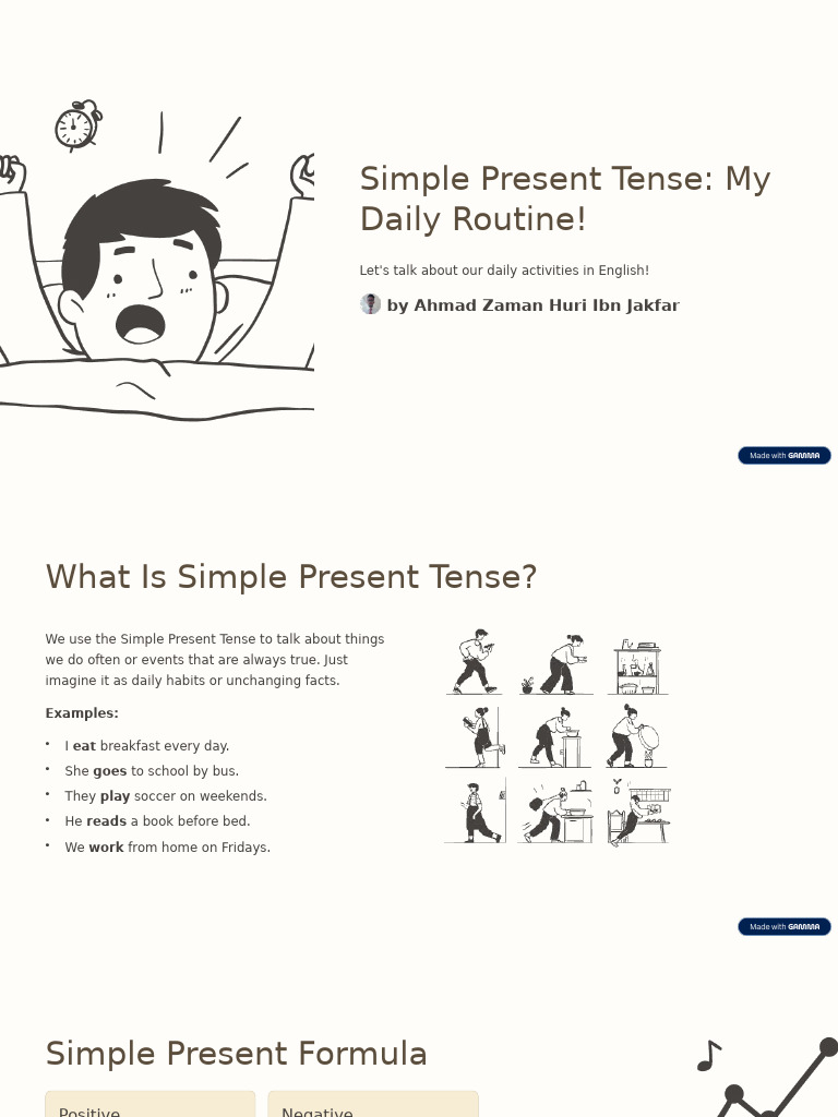 Daily Routine in Simple Present Tense | PDF | Grammatical Tense ...
