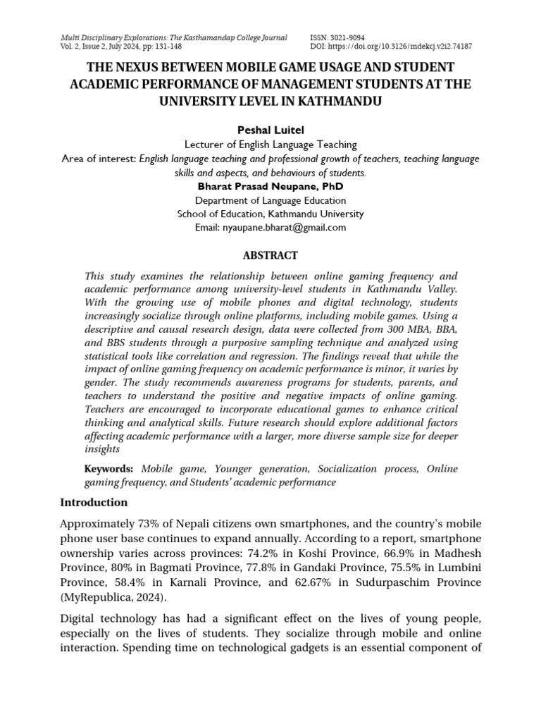 Mobile Gaming's Impact on Student Performance | PDF | P Value | Statistics