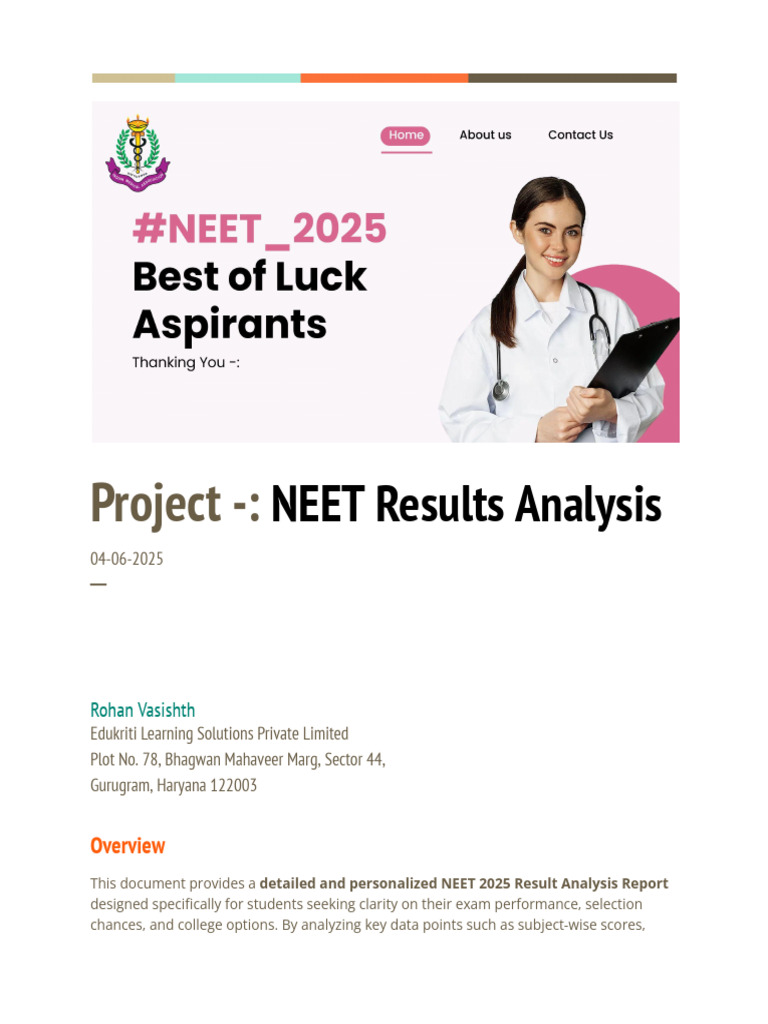 NEET 2025 Results Analysis Report | PDF | Higher Education