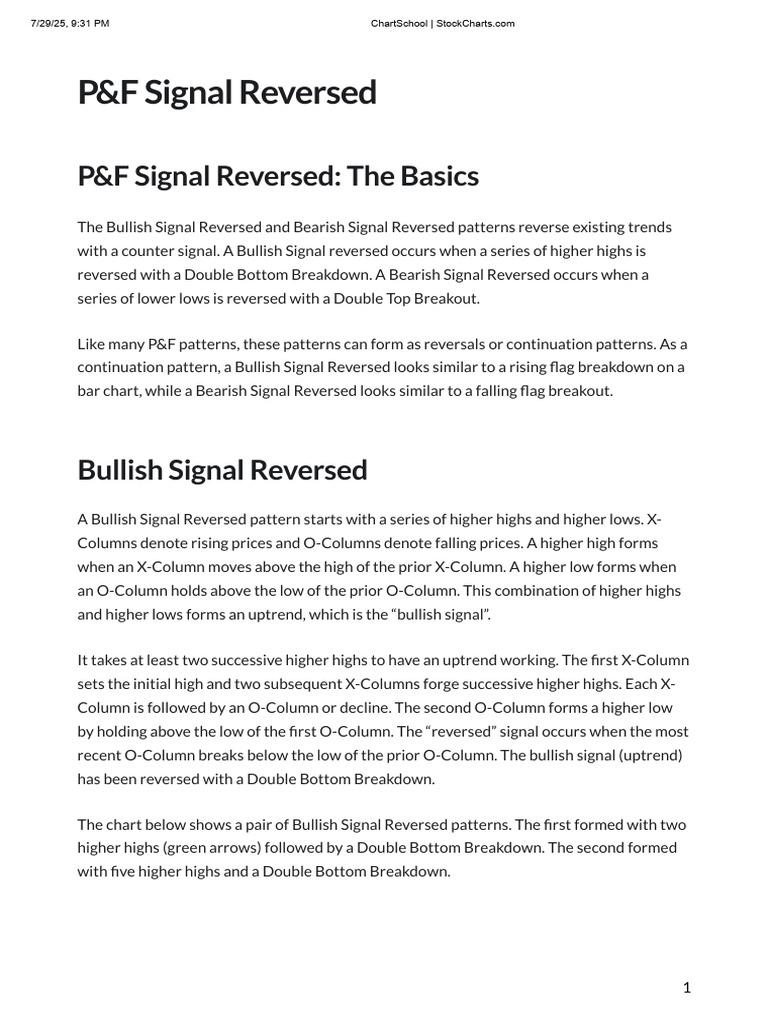 P&F Reversal Signal Patterns Explained | PDF | Market Trend | Technical ...
