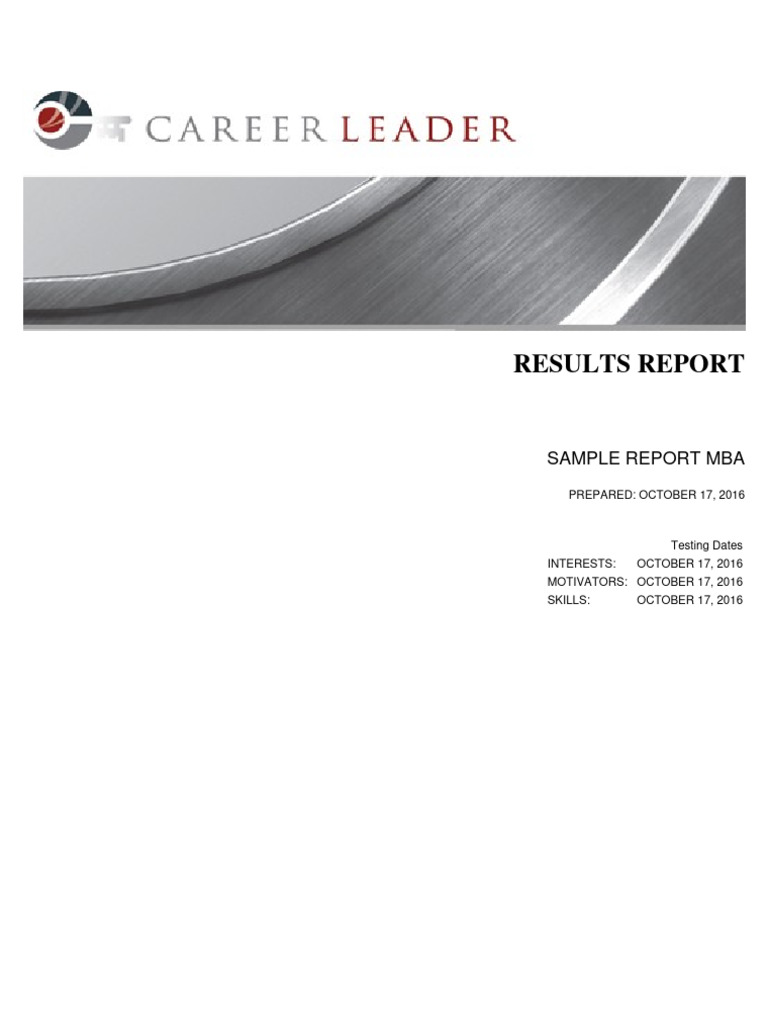 CareerLeader Test Results Overview | PDF | Leadership | Extraversion ...