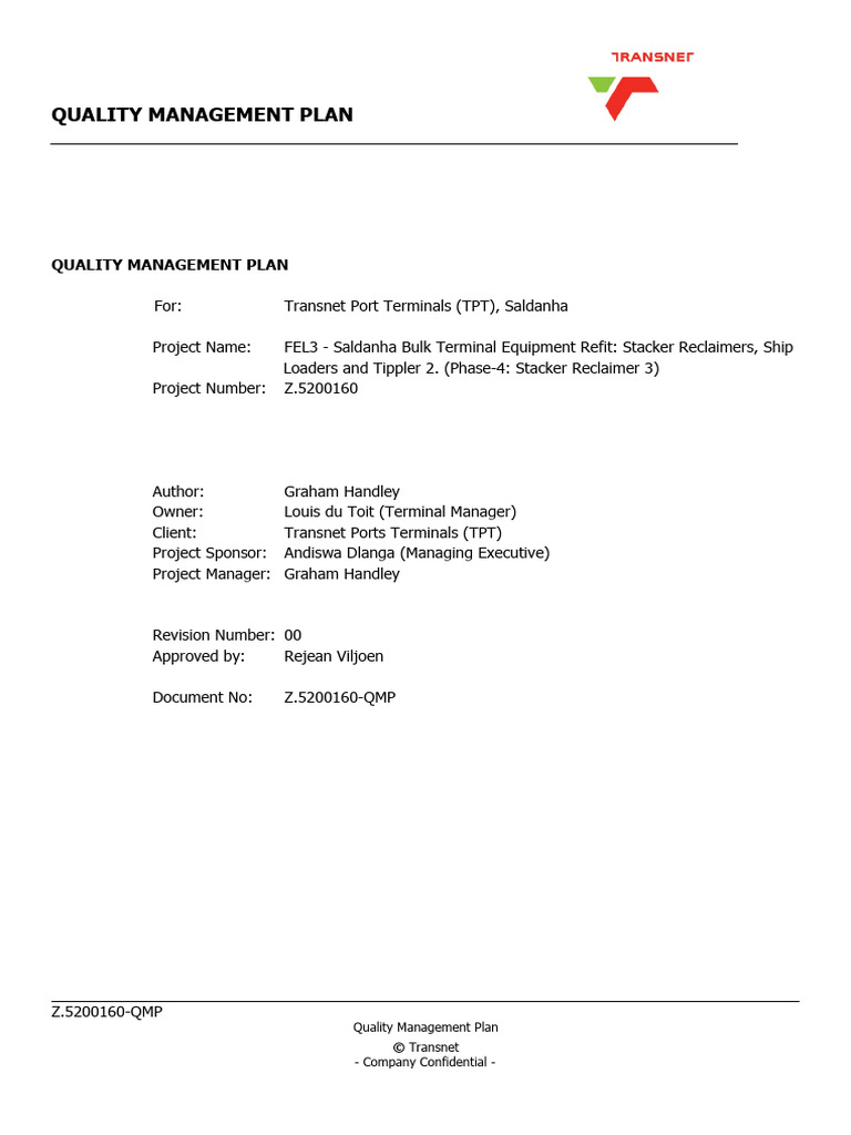 Quality Management Plan for TPT Refit | PDF | Nondestructive Testing ...