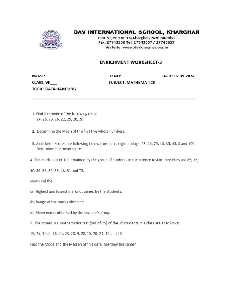 Enrichment Worksheet - 2.docx Class 7 | PDF