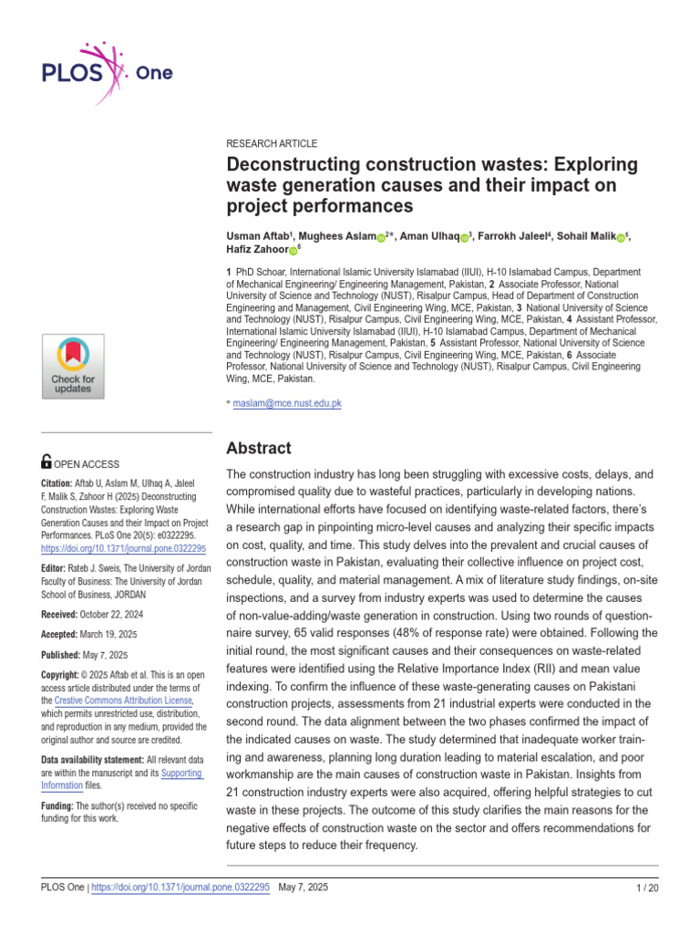 Causes of Construction Waste Impact | PDF