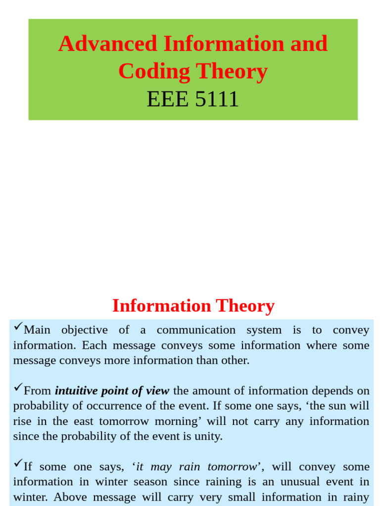 Lecture 1 | PDF | Data Compression | Signal To Noise Ratio