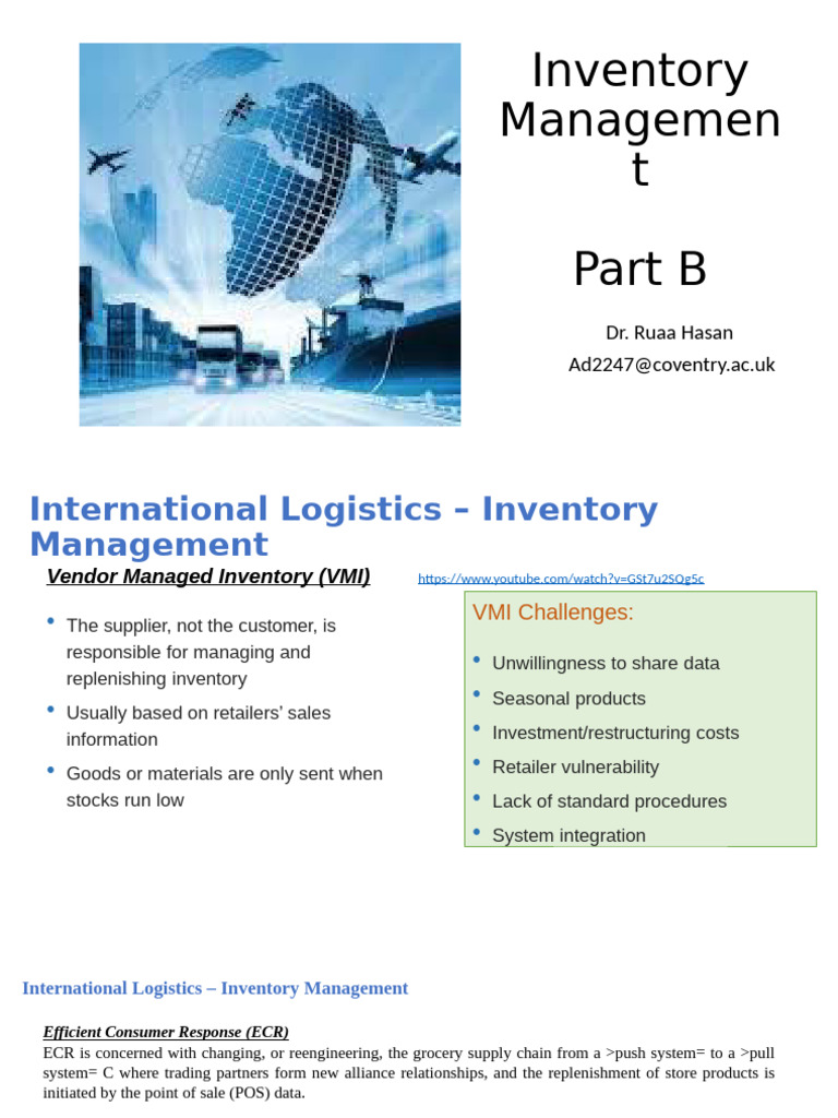 International Logistics Week 3 Part B 1 | PDF | Inventory | Marketing