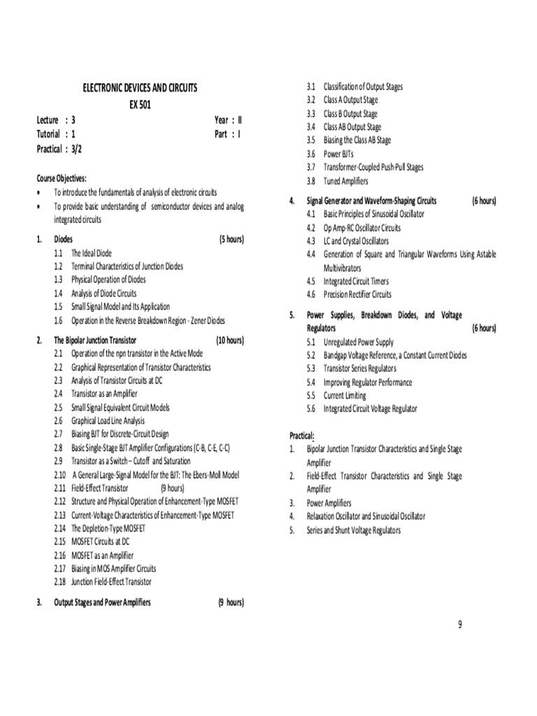 EDC Syllabus | PDF