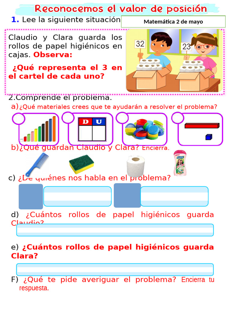 Ficha 2 de Mayo Mate Reconocemos Los Valor de Posicion | PDF