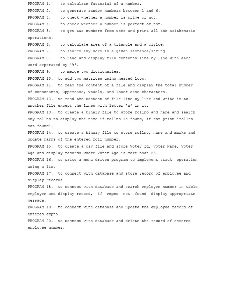 20 Essential Python Programs Explained | PDF