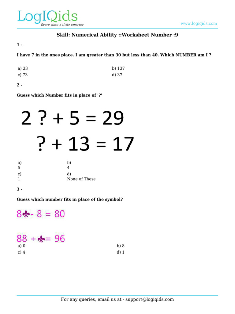 Numerical Ability Worksheet 9 | PDF