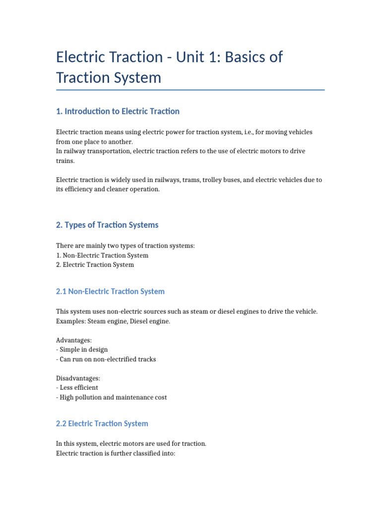 Basics of Electric Traction Systems | PDF
