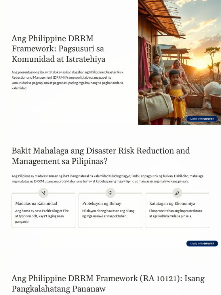 Ang Philippine DRRM Framework Pagsusuri Sa Komunidad at Istratehiya | PDF