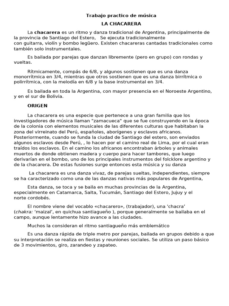 Figuras de Chacarera Simple en Música | PDF | Musicología | Las artes ...