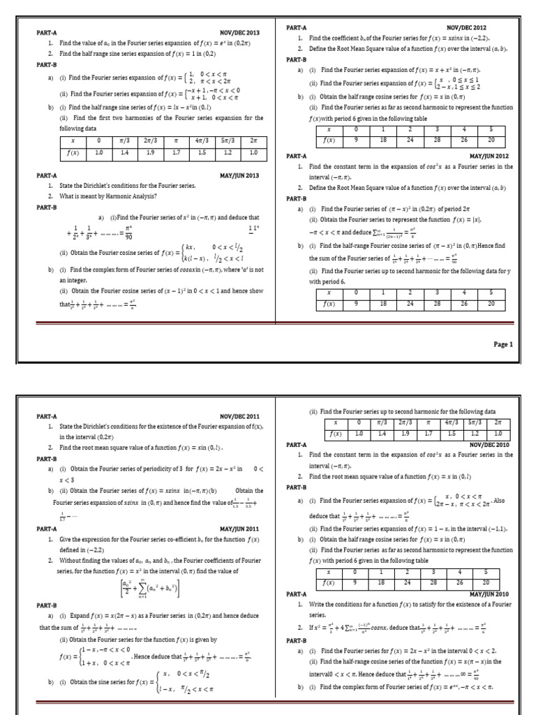 Fourier Series Analysis and Solutions | PDF | Fourier Series ...