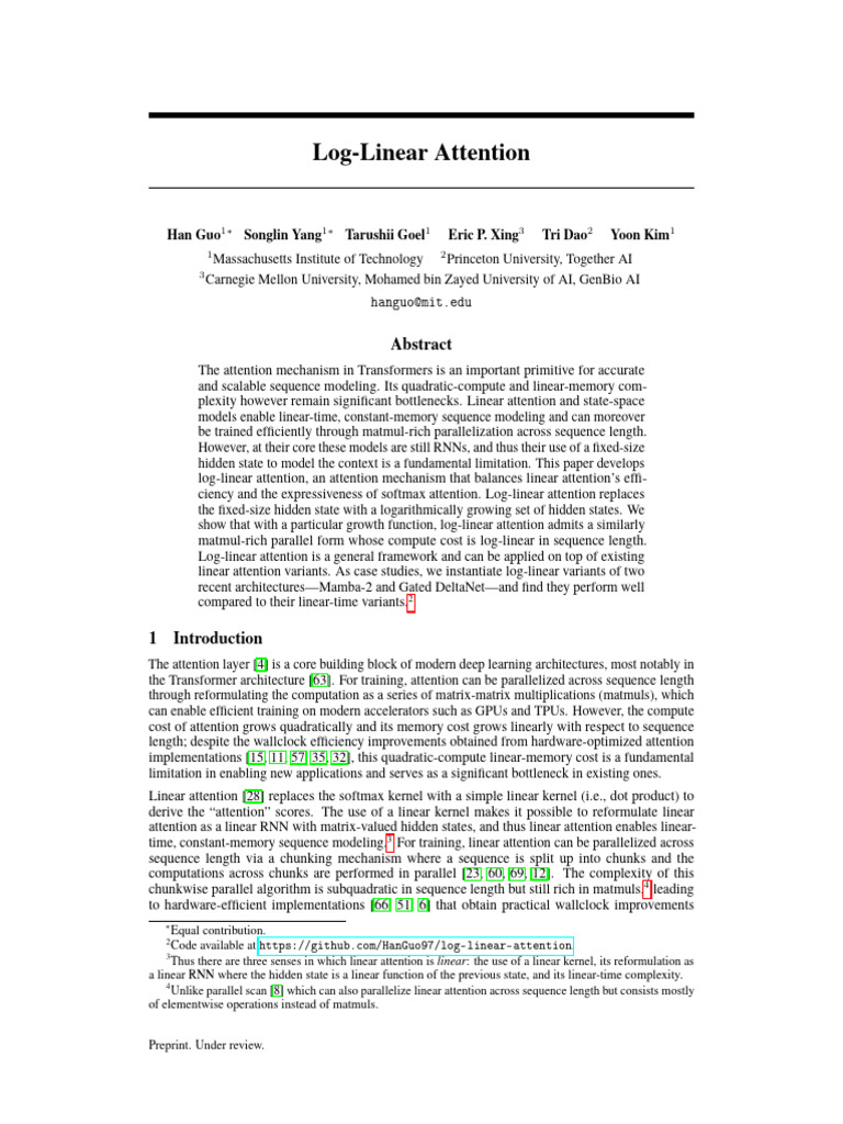 Log-Linear Attention for Transformers | PDF | Matrix (Mathematics ...