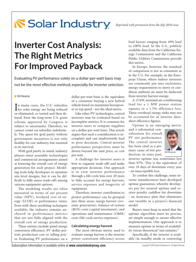 Solar Industry Članek Inverterri | PDF | Photovoltaics | Net Present Value
