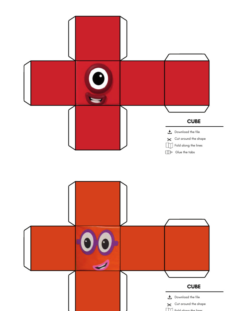 Numberblocks Cube Papercraft Template | PDF