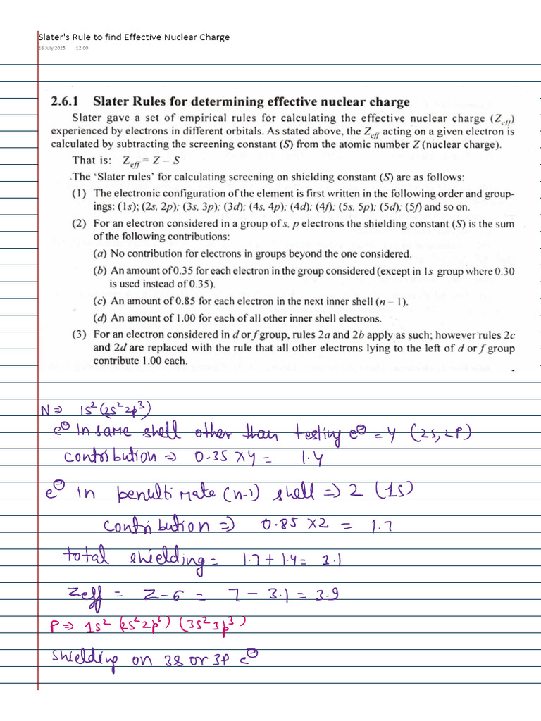 Slater's Rule | PDF
